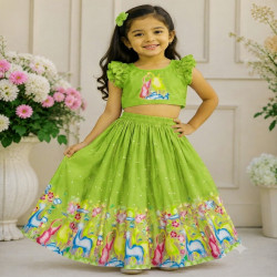 Girls Designer Printed Lehenga Choli Set